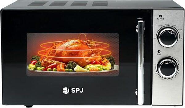 SPJ Microwave Oven 20L 700W With 6 Power Levels, Child-Safety-Lock, Defrost Function, 30 Minutes Timer, Express Cook, Easy to Use, Good For Home & Business.