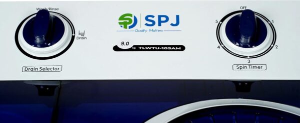 SPJ 9KG Semi Automatic Washing Machine, Top Loader Twin Tub Washer & Dryer, Energy Saving, Powerful Motor, Transparent Lid, Low Noise– 1 Year Warranty - Image 3
