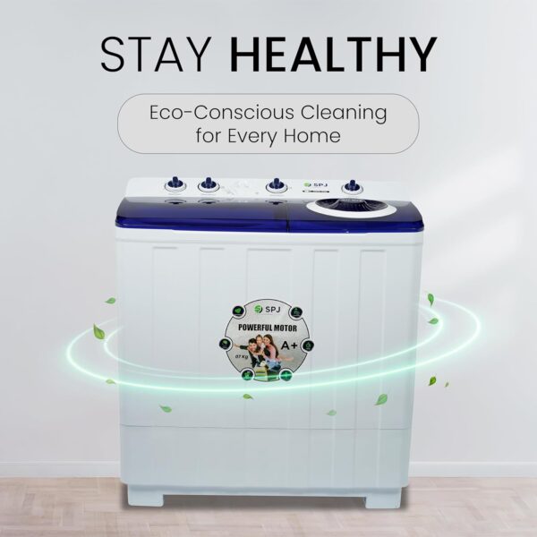 SPJ 6kg Semi Automatic Washing Machine Top Loader - Twin Tub, Transparent Lid, Washer & Dryer Combo, Energy Saving, 1-Year Warranty - Image 8