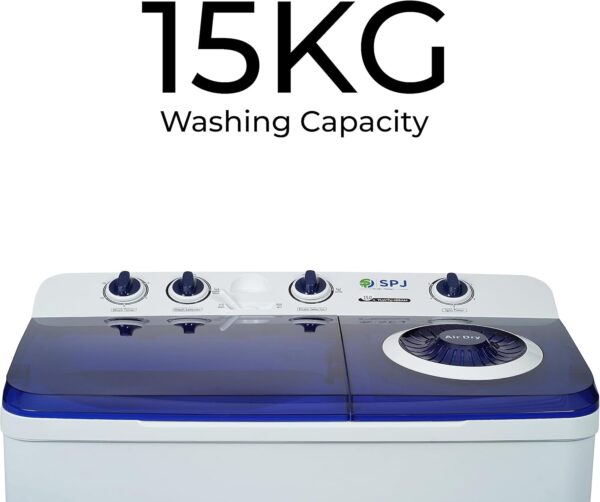 SPJ 15KG Semi Automatic Washing Machine, Top Loader Semi Automatic Washing Machine, Washing Machine Automatic, Washer & Dryer and Transparent LID, Energy Saving - 1 Year Warranty - Image 3