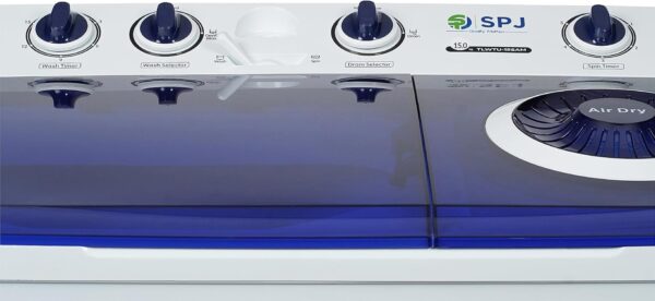 SPJ 15KG Semi Automatic Washing Machine, Top Loader Semi Automatic Washing Machine, Washing Machine Automatic, Washer & Dryer and Transparent LID, Energy Saving - 1 Year Warranty - Image 4