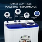 SPJ 7kg Semi Automatic Washing Machine Top Loader - Twin Tub, Transparent Lid, Washer & Dryer Combo, Energy Saving, Compact Home Laundry Appliance, 1-Year Warranty - Image 5