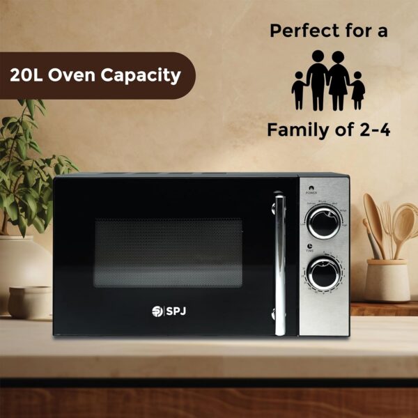 SPJ Microwave Oven 20L 700W With 6 Power Levels, Child-Safety-Lock, Defrost Function, 30 Minutes Timer, Express Cook, Easy to Use, Good For Home & Business. - Image 9