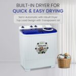SPJ 7kg Semi Automatic Washing Machine Top Loader - Twin Tub, Transparent Lid, Washer & Dryer Combo, Energy Saving, Compact Home Laundry Appliance, 1-Year Warranty - Image 6