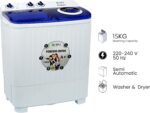 SPJ 15KG Semi Automatic Washing Machine, Top Loader Semi Automatic Washing Machine, Washing Machine Automatic, Washer & Dryer and Transparent LID, Energy Saving - 1 Year Warranty - Image 6