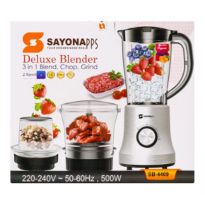 Sayona Blender 3 in 1 With Meat Grinder, 500W- SB-4409