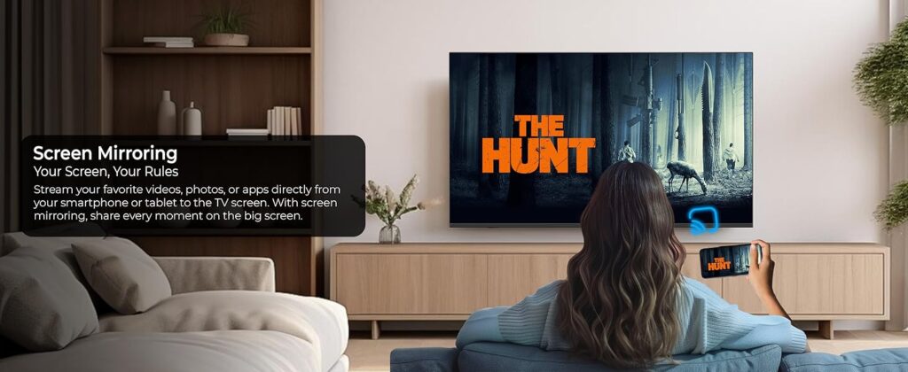 SPJ TV 50 inches 4K Smart, UHD Android Smart LED TV | Voice Control Remote, Screen Mirroring, Bluetooth, WiFi