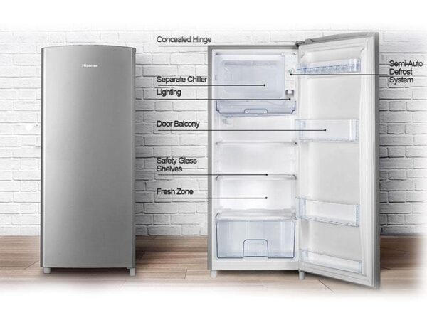 Hisense 195L Single Door Refrigerator - Silver - Image 4
