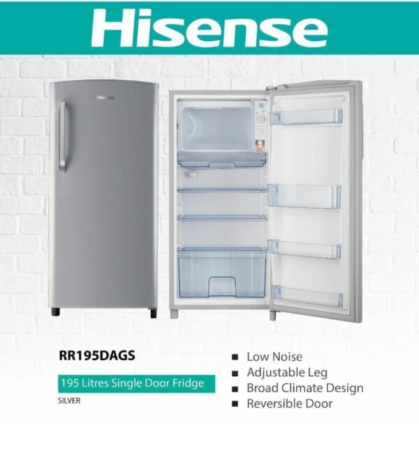 Hisense 195L Single Door Refrigerator - Silver - Image 5