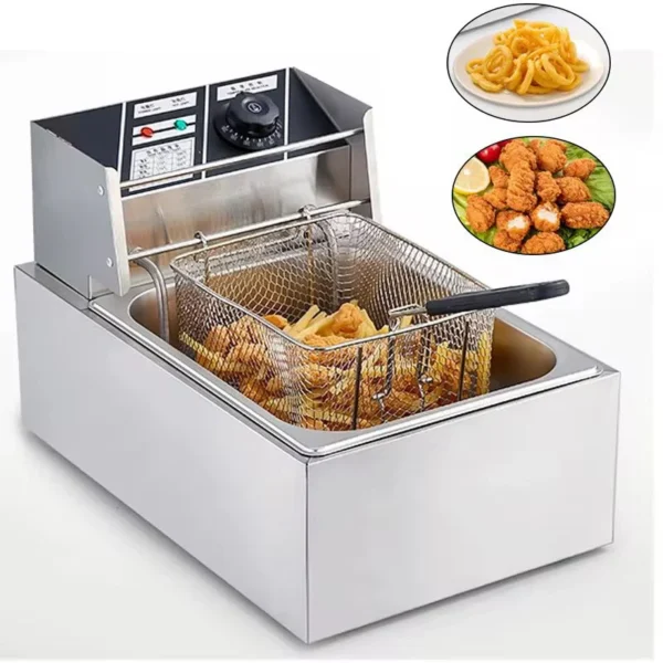 ADH Electric Deep Fryer 6 Liters, Stainless Steel, Adjustable thermostat, Overheat protection - Image 3