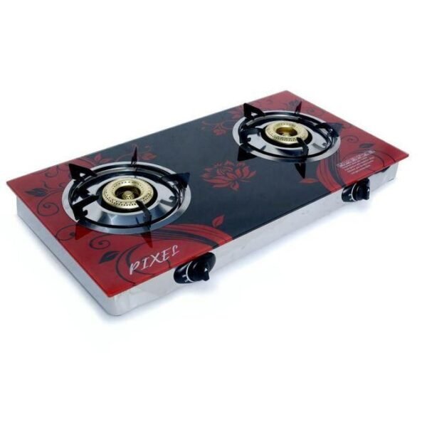 Pixel Gas Hot Plate 2 Burner Tempered Glass With Automatic Ignition