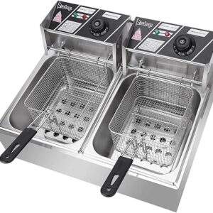 Pixel Double Commercial Deep Fryer, 12 Litres - Silver