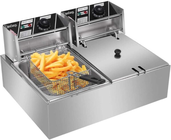 Pixel Double Commercial Deep Fryer, 12 Litres - Silver