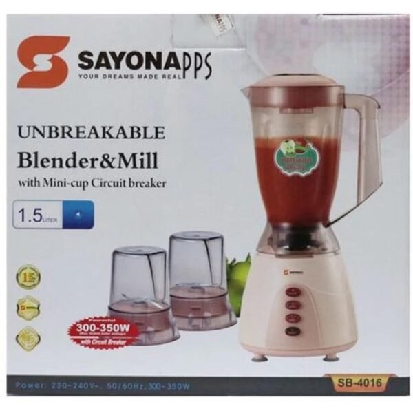 Sayona Quality Unbreakable Blender With 2 Mill Grinders