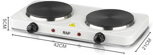 RAF Stainless Steel Electric Hot Plate Double Burners, 2000W, Adjustable Temperature Control For five levels - Image 2