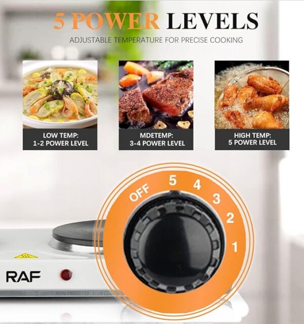 RAF Stainless Steel Electric Hot Plate Double Burners, 2000W, Adjustable Temperature Control For five levels - Image 6