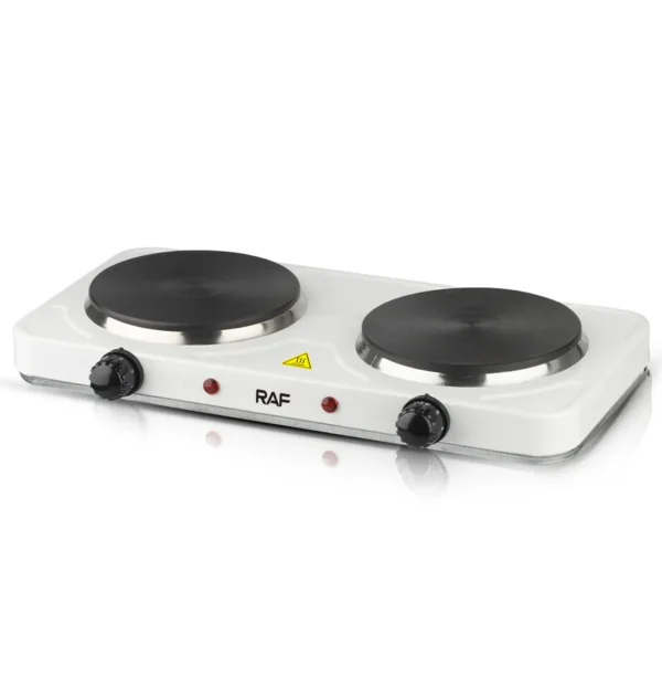RAF Stainless Steel Electric Hot Plate Double Burners, 2000W, Adjustable Temperature Control For five levels