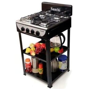 Saachi Gas Stove Cooker 4 Burner, 2 Shelves Stands