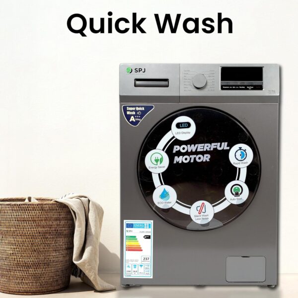 SPJ 10Kg Fully Automatic Front Load Washing Machine With LED Display, Multiple Wash Programs, Double Layer Front Door, Energy Efficient, Easy Operation – 1 Year Warranty - Image 7