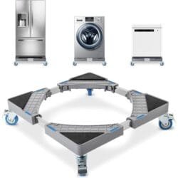 Washing Machine Stand With 4×2 Swivel Wheels + 8 Feet, Mobile Roller Base With Lockable Rubber Wheels, Adjustable Movable Mini Fridge Stand
