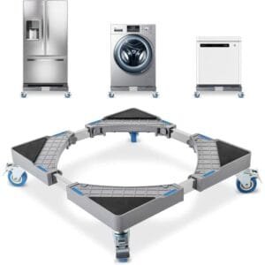 Washing Machine Stand With 4×2 Swivel Wheels + 8 Feet, Mobile Roller Base With Lockable Rubber Wheels, Adjustable Movable Mini Fridge Stand