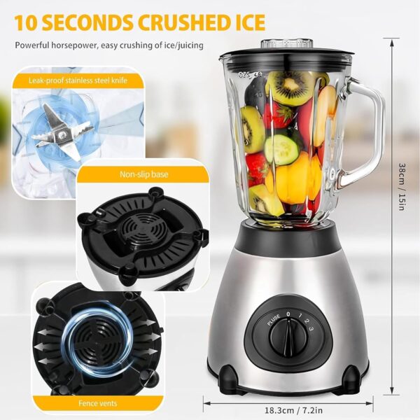 Hoffman Blender 2 In 1 Ice Crushing Glass - Silver - Image 4