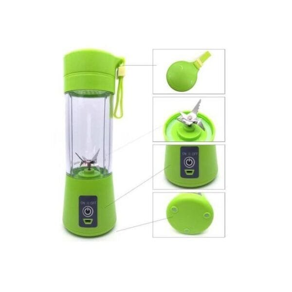 Mini Portable Rechargeable Blender, 380ml - Green