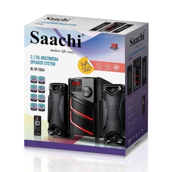 Saachi 2.1 Channel Home Audio System / Sub Woofer / Multimedia Speaker – Black. (1 YR WRNTY)