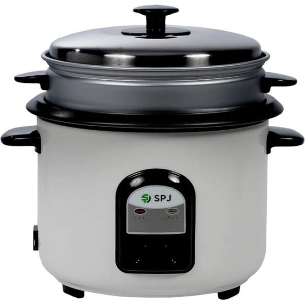 SPJ 1.8 Liter Electric Rice Cooker With Steamer, Stainless Steel Lid