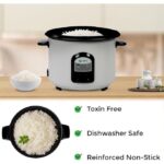 SPJ 1.8 Liter Electric Rice Cooker With Steamer, Stainless Steel Lid, Non-Stick Aluminium Inner Pot, Automatic Keep Warm Function- White