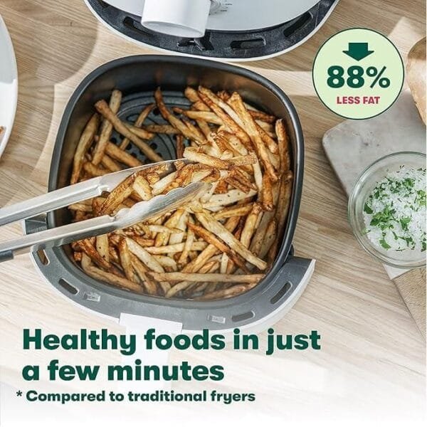 SPJ 4 Litres, Hot Air Fryer, With Preheating And Keeping Warm, Without Oil And Fat, Non-Stick Basket - Cream