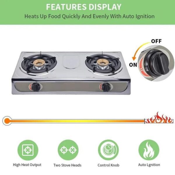 SPJ Double Gas Burner / Stove – Silver 1 Year Warranty