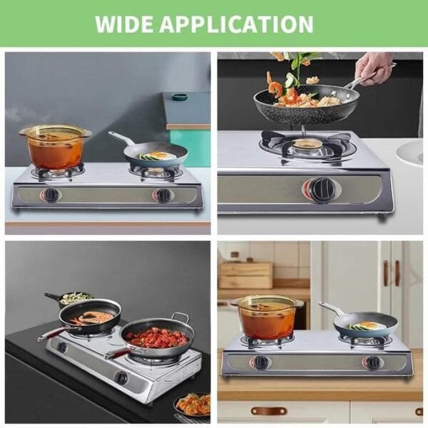 SPJ Double Gas Burner / Stove – Silver 1 Year Warranty