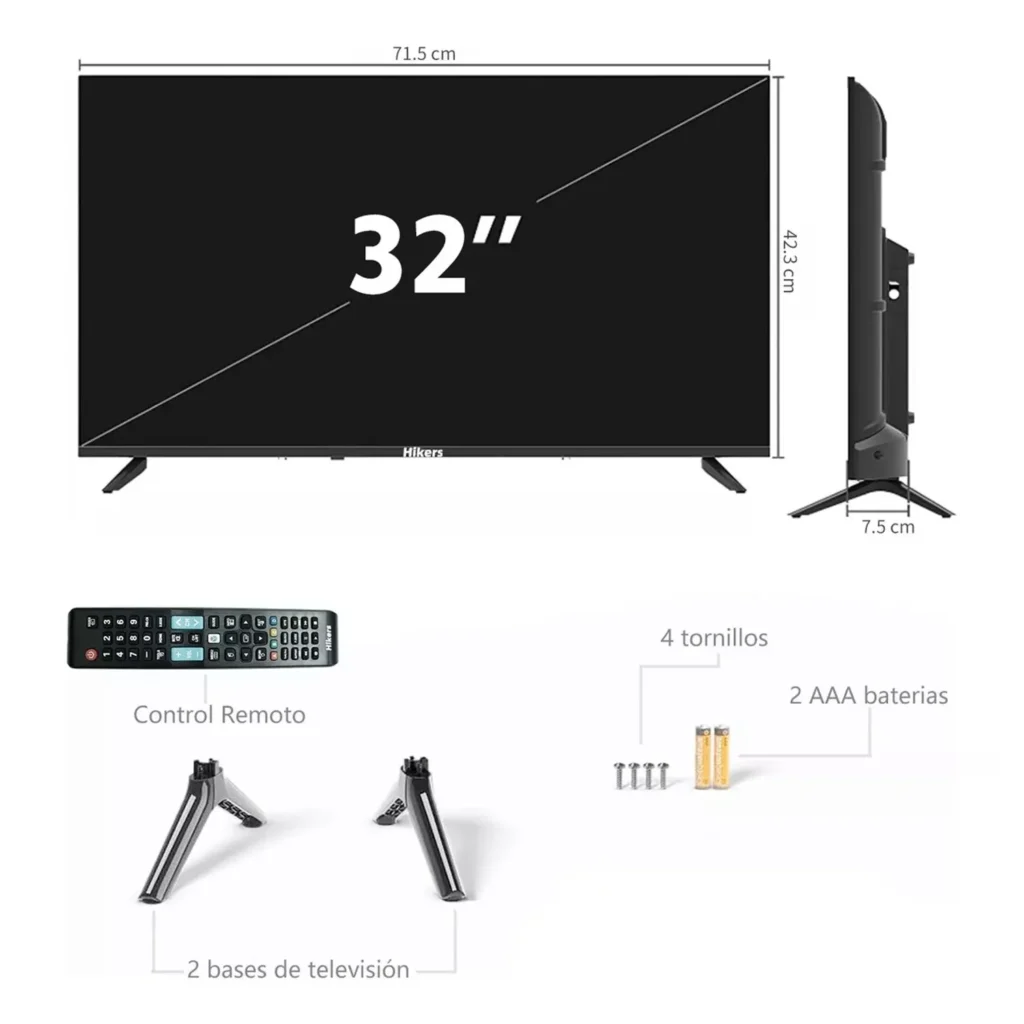 Hikers 32 Inch Android Smart Frameless HD LED TV - Free To Air, Frameless Design, USB Ports, HDMI, Remote Control
