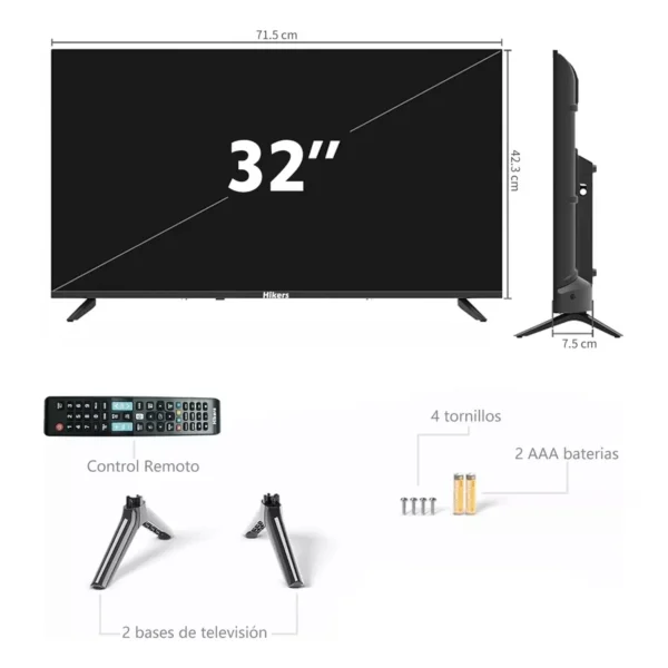 Hikers 32 Inch Android Smart Frameless HD LED TV - Free To Air, Frameless Design, USB Ports, HDMI, Remote Control