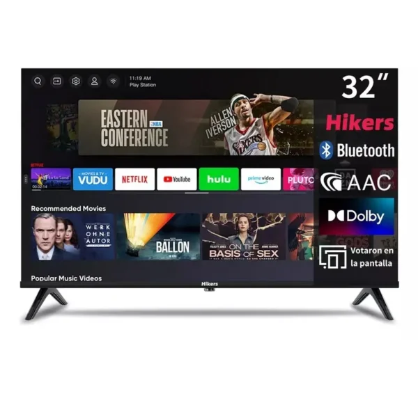 Hikers 32 Inch Android Smart Frameless HD LED TV - Free To Air, Frameless Design, USB Ports, HDMI, Remote Control