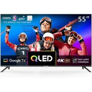 Chiq 55 Inch QLED TV, UHD 4K Smart TV, Google TV, Bluetooth 5.0, DBX TV, Dolby Audio
