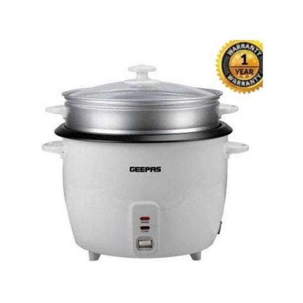 Geepas 3-IN-1 Rice Cooker & Steamer with Keep Warm 2.8Litres -White