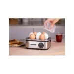Geepas Electric Egg Boiler For 16 Eggs With Poacher & Omelette Maker Bowl, Can Boil, Poach And Make Omelettes - Black/Silver