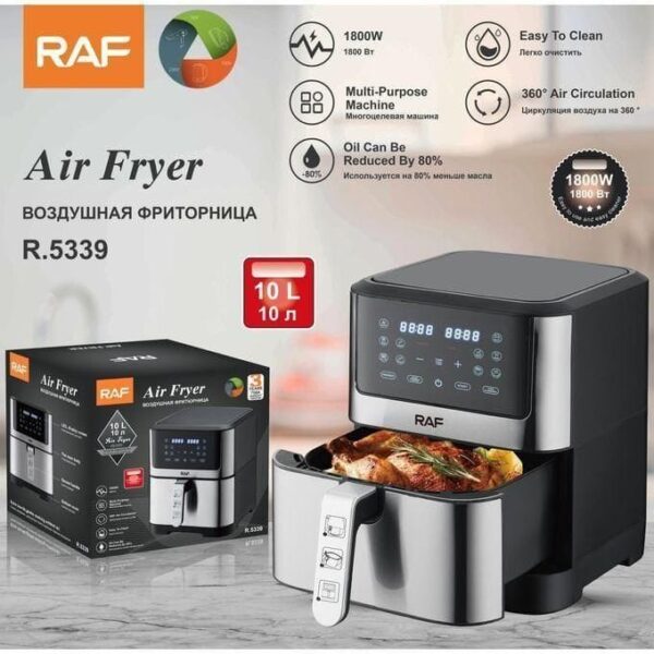 RAF 10L Easy-to-Use Digital Air Fryer - Black