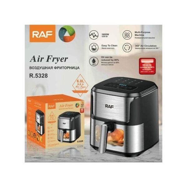 RAF 6.8 L / 6.8 liters Multifunctional Visual Air Fryer - Silver & Black