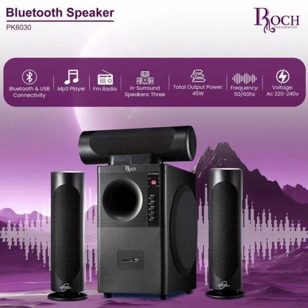 Roch 3.1 Channel Home Audio System / Sub Woofer With Remote-Black (1Yrs Warranty)