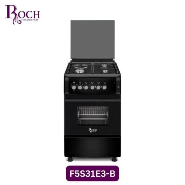 Roch 50X55cm Premium Cooker With 3 Gas Burners And 1 Electric Plate (Made In Turkey) – Black (2YRS WRNTY)