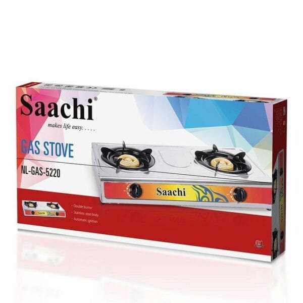 Saachi Double Burner Gas Stove NL-GAS-5220-ST With Automatic Ignition - Silver