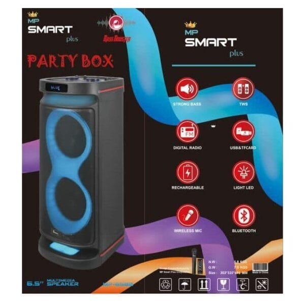 Smartplus 6.5 Inch High Power Professional Rechargeable Multimedia Speaker - Black