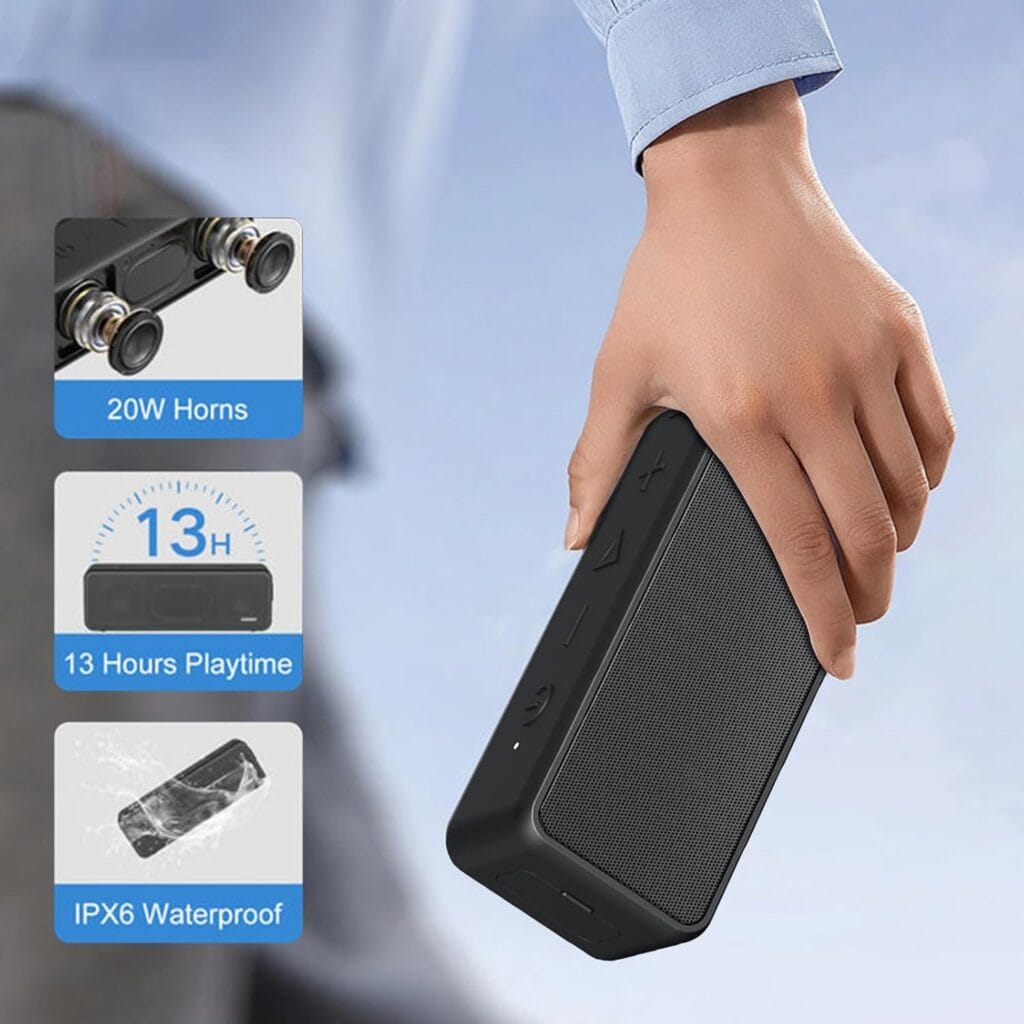 XDODO Wing 2020 Bluetooth Speaker With Portable Wireless Speaker - with [20W] Power, IPX6 Waterproof, 13H Playtime, Type-C, Heavy Bass for Outdoor and Home.