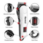 Kemei Professional Rechargeable Hair Clipper - Cordless Electric Haircut Machine With LCD Display.