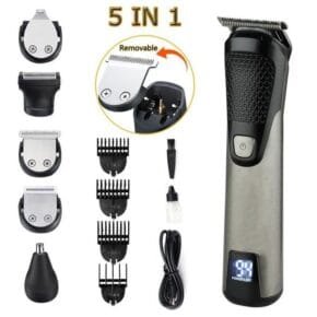Men's 5-in-1 Electric Grooming Kit -Rechargeable Hair Clipper &Trimmer Set.