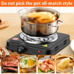 E-bester Single Hotplate burner, Adjustable Temperature Control, ON/OFF Indicator Light, Auto Thermostat