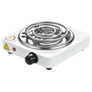 Compact and Portable Countertop Burner- Countertop Single Coiled Burner 1000 Watts Electric Hot Plate Temperature Controls White
